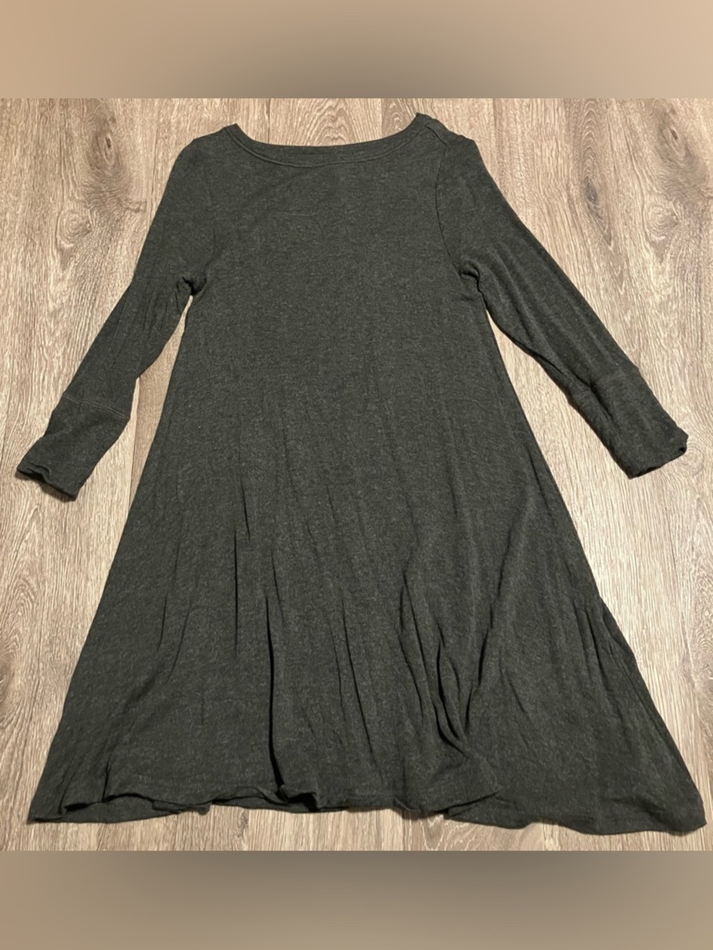 Lou & Grey Signaturesoft Knit Long Sleeve Swing Dress Charcoal Gray XS